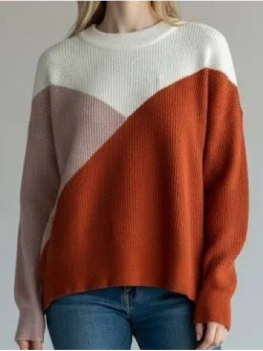 Sophie Rue Rust, Blush & Cream Colorblock Crewneck Sweater